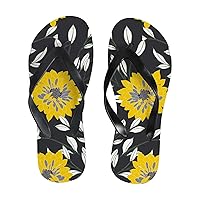 Vantaso Slim Flip Flops for Women Abstract Elegance Flowers Yoga Mat Thong Sandals Casual Slippers