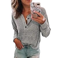 Women Stylish Sweatshirt Button Front Tops Blouses Tshirts