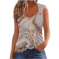 Women's Summer Tank Tops Vintage Marble Graphic Tees Sexy Scoop Neck Sleeveless Sweet Ring Straps Camisole Shirts
