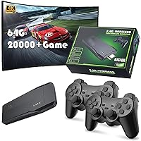 Retro Game Console Revisit Classic Games with Built-in 9 Emulators, 10,000+ Games, 4K HDMI Output, and 2.4GHz Wireless Controller for TV Plug and Play(64G)