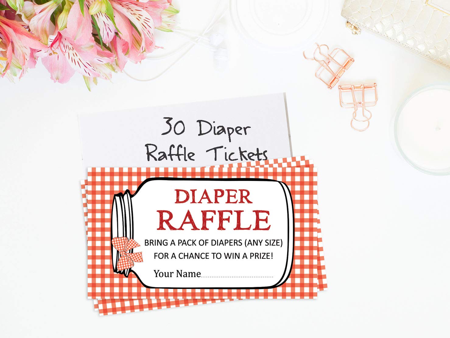 Inkdotpot 30 BBQ Baby Shower Diaper Raffle Ticket Lottery Insert Cards Supplies Games for Baby Shower Party Bring A Pack of Diapers to Win Favors Gifts and Prizes