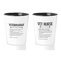Veterinary Shot Glass Set of 2 1.5oz - Veterinarian Nurse Tender - Animal Lovers Pet Veterinary Tech Doctor Assistant Pharmacy Funny Birthday
