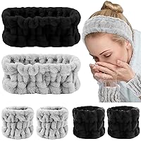 WHAVEL 9 PCS Face Wash Headband and Wristband Set, Makeup Spa Headband and Wristband Skin Care Headbands Arm Wrist Bands for Washing Face