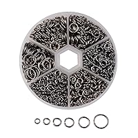 Pandahall 1Box/1745pcs Iron Open Round Jump Rings Split Rings Single Loop for Jewelry Makings 4mm/5mm/6mm/7mm/8mm/10mm Gunmetal