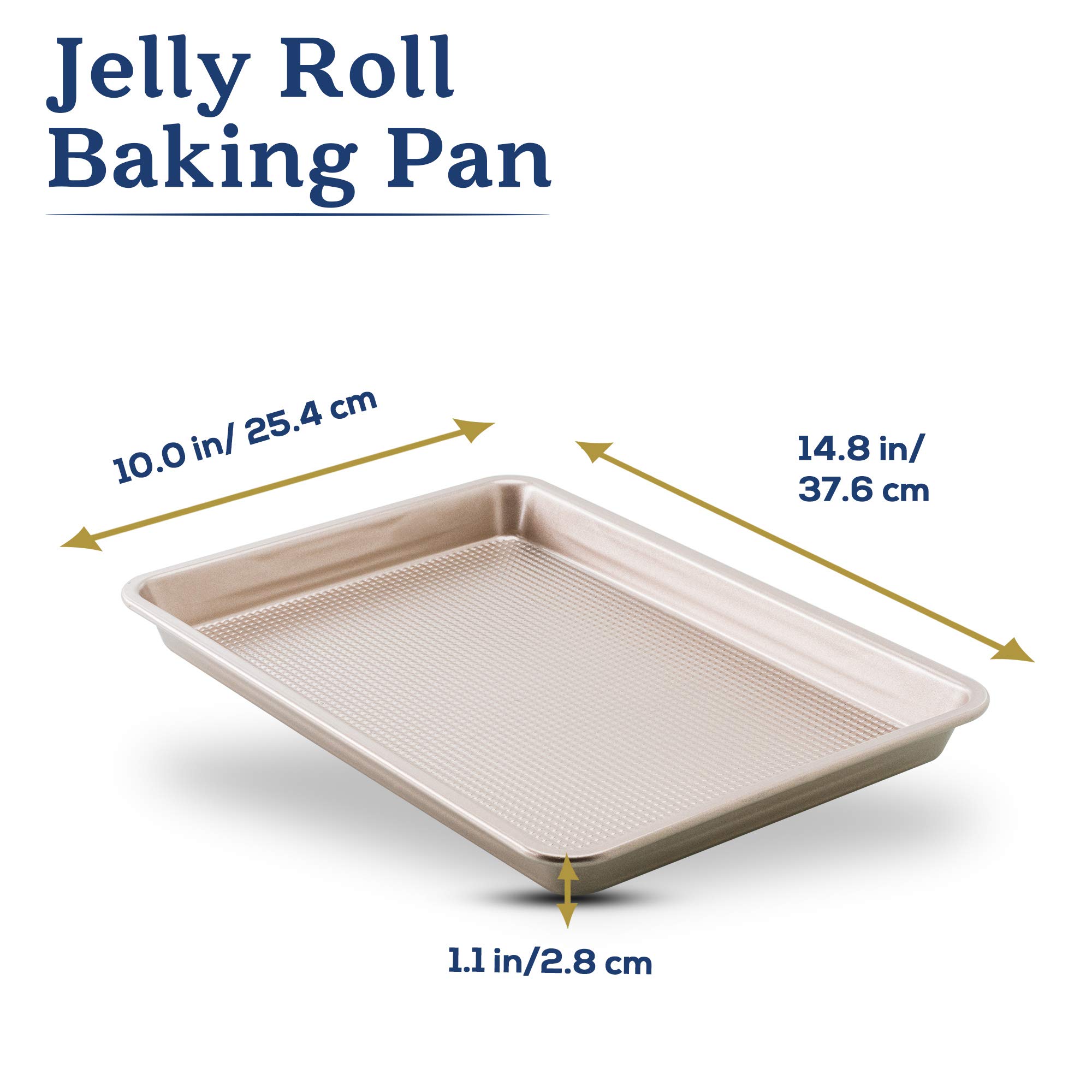 Nonstick Jelly Roll Baking Sheet Pan by Ultra Cuisine – Food-Safe, Warp & Scratch Resistant Texture for Airflow, & Carbon Steel Design Durable for Professional Quality Roasting, Size 10 x 15 inch