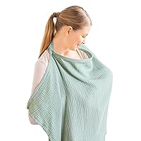 Nursing Cover for Mother 29.53x37.40inch Breathable Adjustable Strap Neck Hanging Cotton Light Green Breastfeeding Covers Coverall Nursing Cover for Outdoor