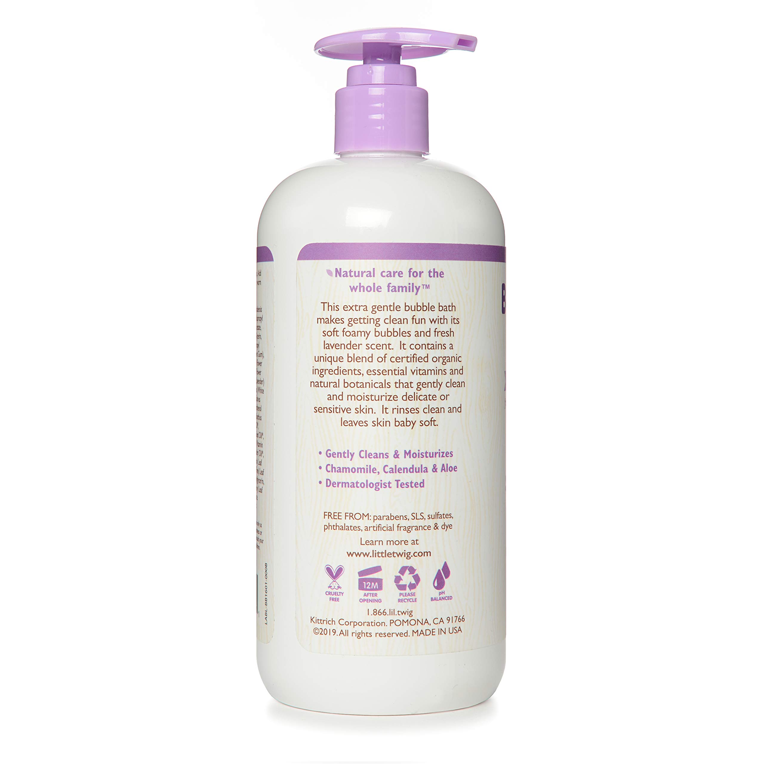 Little Twig Bubble Bath, Baby Bath Essential with Natural Plant Derived Formula, Vegan, Gluten-Free, Paraben-Free, Calming Lavender Scent, 17 fl. oz