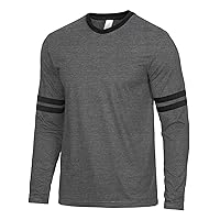 Decrum Grey Full Sleeve T-Shirts Men - Casual Fashion Summer Ringer Tshirt Long Sleeve Tee Shirts for Men | [40044055] 2 Stripes, XL