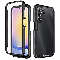 wahhle Samsung Galaxy A25 5G Case, Built in Screen Protector Full Body Shockproof Slim Fit Bumper Protective Phone Cover for Samsung A25 4G/5G Men Women-Black/Clear