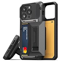 VRS DESIGN Damda Glide Hybrid Phone Case for iPhone 13 Pro Max, Card Slot Holder with Kickstand, Functional Sturdy Case Compatible for iPhone 13 Pro Max Case (2021) Groove Black