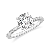 Natural Diamond Round Solitaire Ring for Women Girls in Sterling Silver / 14K Solid Gold/Platinum
