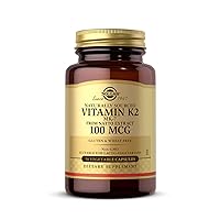 Vitamin K2 MK7 100mcg Vegetable Capsules Supports Bone Health Natural Whole Food Source from Natto Extract NonGMO Gluten Free Servings, Original, 50 Count
