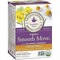 Traditional Medicinals Organic Smooth Move Chamomile Laxative Tea, 16 Tea Bags (Pack of 2)