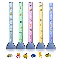 Sensory Bubble Floor Lamp| 7 Color Changing LED Mood Night Light| Special Needs Toys for Autistic| Fake Aquarium Water Tube Lamp| Gift for Kids, Men & Women| Blue Base - 3 Feet Tall
