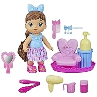 Baby Alive Sudsy Styling Doll, Brown Hair, Includes 12-Inch, Salon Chair, Toys for 3 Year Old Girls and Boys and Up