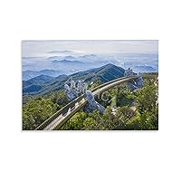 Posters for Room Aesthetic Famous Tourist Attraction Golden Bridge Vietnam Poster 4 Canvas Painting Posters And Prints Wall Art Pictures for Living Room Bedroom Decor 08x12inch(20x30cm) Unframe-style