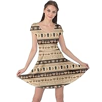 CowCow Womens Vintage Aloha Tiki Eagles Ethnic Tribal Native American African Short Sleeve Dress, XS-5XL