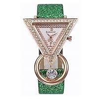 Luxury Women Watches Diamond Wrist Watch for Women Glitter Leather Triangle Ladies Watch
