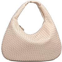 Womens Leather Woven Handbags, Tote Bags Top Handle Satchel Handbags Handmade Shoulder Purse Large Hobo Tote Bag with Zipper
