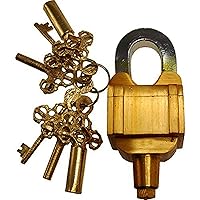 Brass Blessing Key Padlock (Golden, Polished Finish)