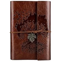 Leather Journals Notebooks with Blank Pages, Vintage Refillable Journal for Writing, Personal Travel Diary Art Sketchbook to Write in, Gifts for Women, Men, Teen Girls and Boys, 160 Pages A5 (Brown)