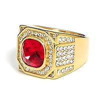 Real Gold 10/14/18K 2Carat Cushion Cut Ruby/Sapphire/Emerald/BlackOxyn Men's Rings,Anniversary Engagement Band Ring for Valentine's Day Wedding Gift For Him,Free Engrave
