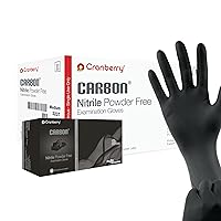 CR3235case Carbon Nitrile Powder Free Exam Glove, 3.2 mil, Black, X-Small, Pack of 2000
