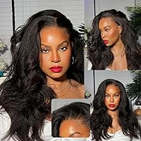 Beauty Forever 13x4 Pre-Everything Frontal Kinky Straight Lace Front Wig Put on and Go Glueless Wigs Human Hair,Pre Cut Ear to Ear Yaki Straight HD Lace Wig for Women Pre Plucked 150% Density 20inch