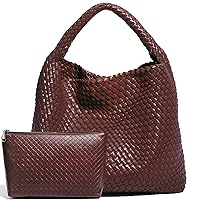 Woven Tote Bag for Women with Purse, Fashion Shoulder Hobo Underarm Bags, Large Woven Handmade Work Commuter Day Bags