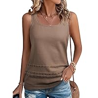 SHEWIN Women's Summer Sexy Sleeveless Square Neck Tank Tops Ribbed Knit Casual Fitted Basic Shirts