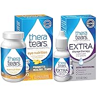 TheraTears 1200mg Omega 3 Supplement for Eye Nutrition,Organic Flaxseed Triglyceride Fish Oil & VIT E,90 Count Eye Drops, Extra Dry Eye Therapy,15 mL,0.5 Fl oz