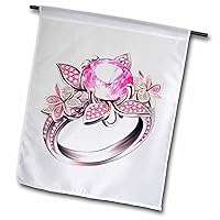 3dRose Pretty Pink Image of Jewel Flower Ring Illustration - Flags (fl-383673-2)