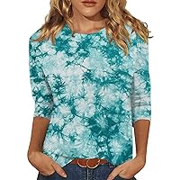 Women's Tops, 3/4 Sleeve Shirts for Women Cute Print Graphic Tees Blouses Casual Plus Size Basic Tops Pullover