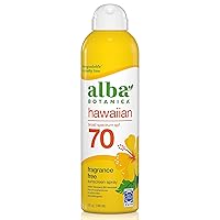 Alba Botanica Sunscreen Spray for Face and Body, Broad Spectrum SPF 70 Sunscreen, Hawaiian Coconut, Water Resistant and Biodegradable, 5 fl. oz. Bottle