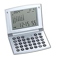 Multifunctional World time Clock, Calendar and Calculator (10-WT208), silver