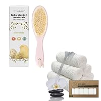 Baby Hair Brush and Baby Hooded Towel - Baby Brush with Soft Goat Bristles - Baby Towel by KeaBabies