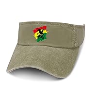 Rastafarian Lion Leaky Top Denim Hat Print Sun Visor Hat Baseball Cap Golf Hat for Adult