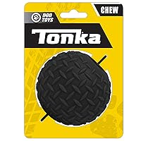 Tonka Rubber Diamond Plate Ball Dog Toy, Lightweight, Durable and Water Resistant, 3.5 Inches, Single Unit, Black