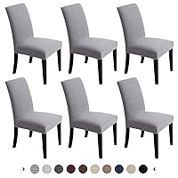 Chair Covers for Dining Room - Stretch Chair Slipcovers for Decorative Seat Protector Armless Removable Washable Elastic Dinner Universal Spandex Solid Chair Slip Covers Set… Grey