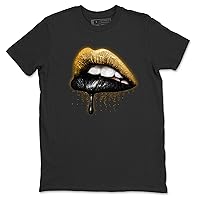 Dripping Lips 1 Retro Yellow Gold Black Design Sneaker Matching T-Shirt