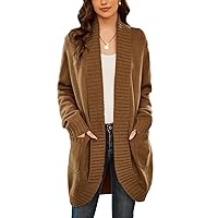 GRACE KARIN Women's 2023 Fall Long Sleeve Chunky Knit Cardigan Draped Open Front Cocoon Sweaters Coat with Pockets