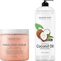 Majestic Pure Himalayan Scrub with Collagen (10 oz) and Fractionated Coconut Oil (16 oz) Bundle