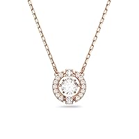 Swarovski Sparkling Dance necklace, Round cut, White, Rose gold-tone plated