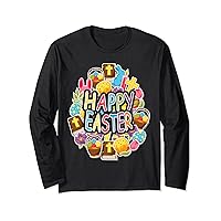 Happy Easter - Colorful Eggs Egg Hunting Jesus Christ Long Sleeve T-Shirt