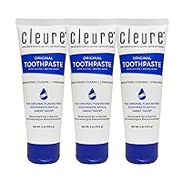 Cleure Original Natural Toothpaste - Flavor-Free, Fluoride-Free - Helps Whiten - with Xylitol for Fresh Breath - Natural Great Taste for Children & Adults - Mint-Free (4oz Tube, Pack of 3)