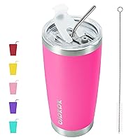 BJPKPK 20 oz Insulated Tumblers With Lid And Straw Travel Coffee Mug Tumbler Cup,Pink