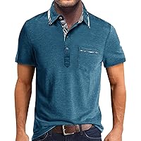 Mens Athletic Golf Polo Shirts Short Sleeve Workout Polos Slim Fit T-Shirt Summer Fashion Casual Golf Shirts Blouse