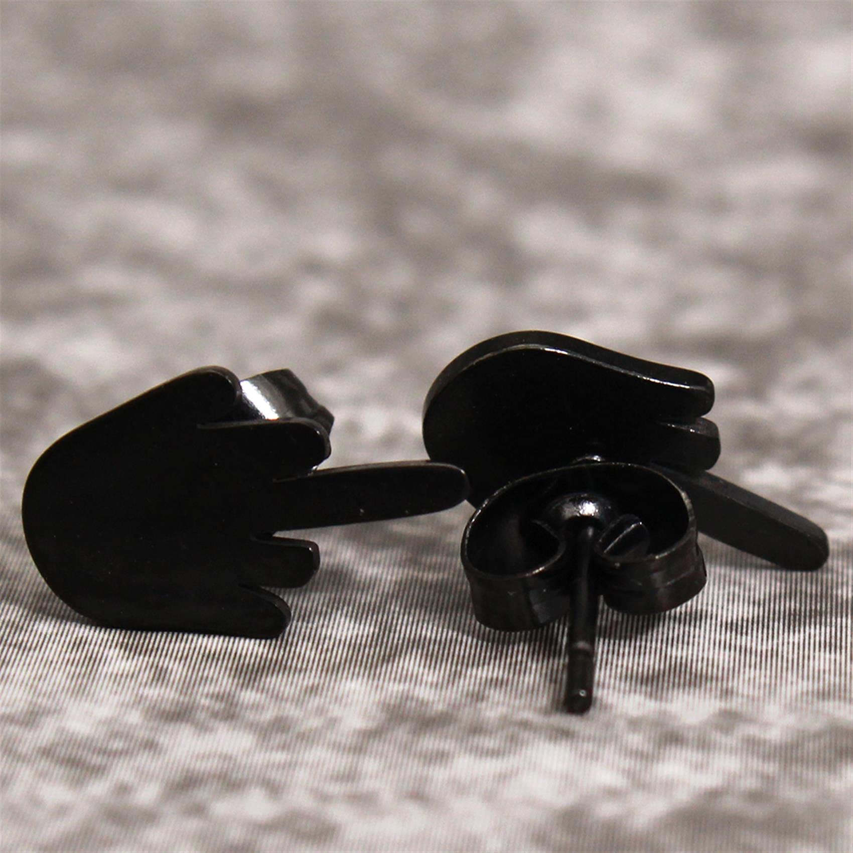 Atmneris Punk Middle Finger Ear Studs Earrings for Men and Women Unisex Cool Earrings Creative Personality Jewelry,black