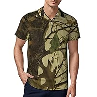 Leaves Camo Hunting Polo Shirts for Men Short Sleeve Sports Quick Dry Golf Tennis Shirt
