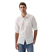 GAP Men's Linen Long Sleeve Shirt Standard Fit